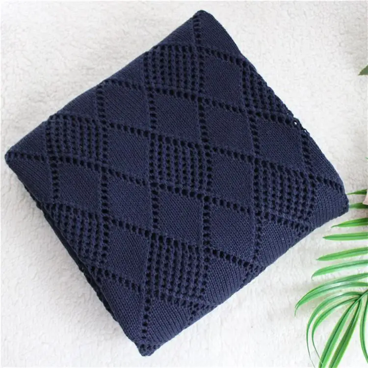 navy 85X110cm 90X110 см Реверсивный супер мягкий хлопок Цветочный детский вязанный плед детский чехол на заднее сиденье диван плед Чехол для детской коляски - Цвет: navy 85X110cm