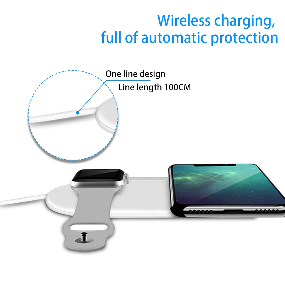 Ahowie 2 в 1 Портативный для Apple Watch зарядки Беспроводной Qi iphone xs max 7 8 плюс samsung s8 s9