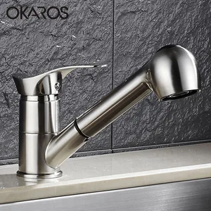 OKARO матовый никелевый кухонный кран выдвижной кран для раковины хромированный Черный кран в горошек смеситель для воды grifo de la cocina