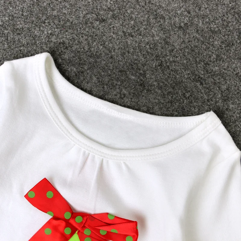 Y01-X086 Children kid's Girl Clothing long sleeve Infantis spring autuman Christmas Suit green tree red striped pants 2pcs/set | Детская