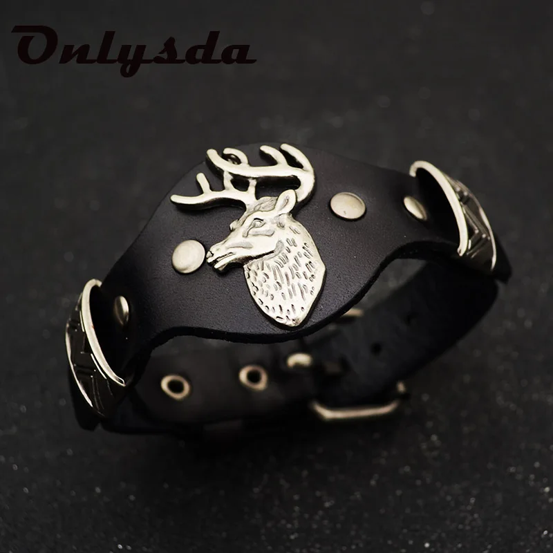 Мужские Широкие браслеты Onlysda из цинкового сплава Milu Deer модные в стиле панк с