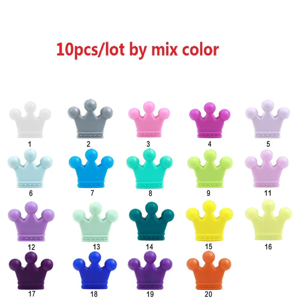 10pcs mix color BOBO. BOX 10 шт. пищевая Корона Силиконовый бисер ребенок прорезывание зубов DIY соска цепь Подвеска силиконовые аксессуары Детские Прорезыватели - Цвет: 10pcs mix color