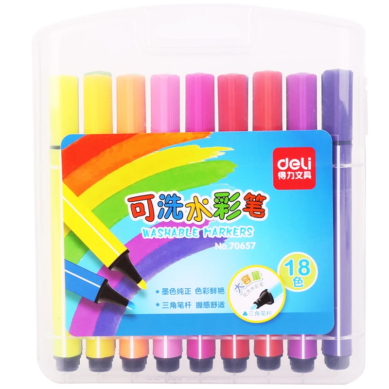 

DL 70657 18 Colors Washable Water Color Pen Brush Marker Highlighter For Kids Stationery Markers Painting Drawing Art Supplies
