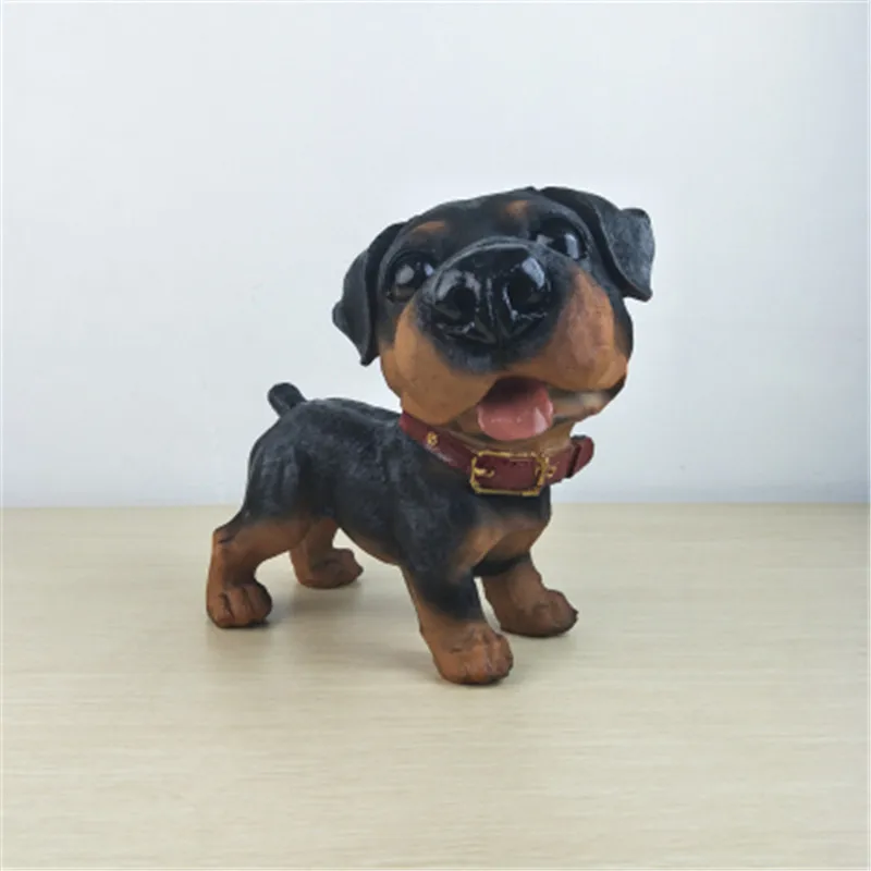 Rottweiler Милый щенок статуя моделирование животных собака мопс/Бигль/Шиба ину/немецкая овчарка творческий домашний декор смола фигурка игрушка - Цвет: Rottweiler