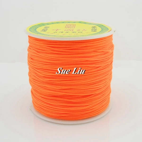 Neon Tangerine F172 0,8 мм 49-цвет нейлоновый шнур нить китайский узел макраме шнур браслет плетеный шнур кисточки вышивка бисером нить-100 м/катушка - Цвет: Neon Tangerine F172