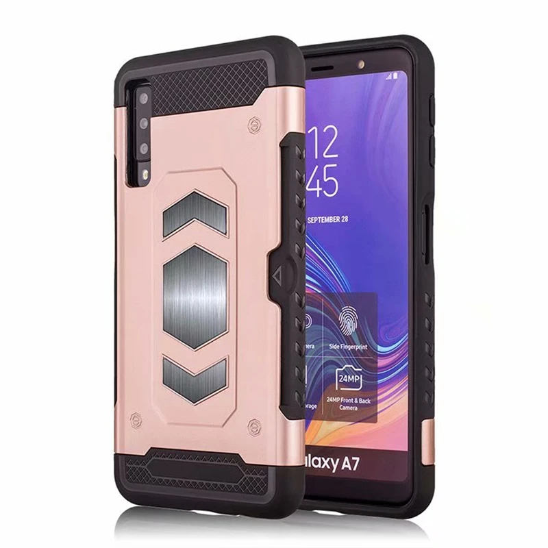 Heavy Duty Car Magnet Armor Case For Samsung Galaxy A7 2018 A750 Shockproof Cover Back Card Slots | Мобильные телефоны и