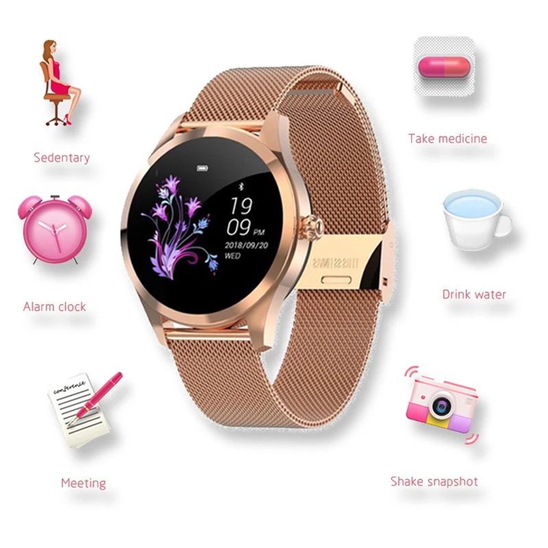 KW10 Модные женские умные часы Android IOS Bluetooth ремешки измерение артериального