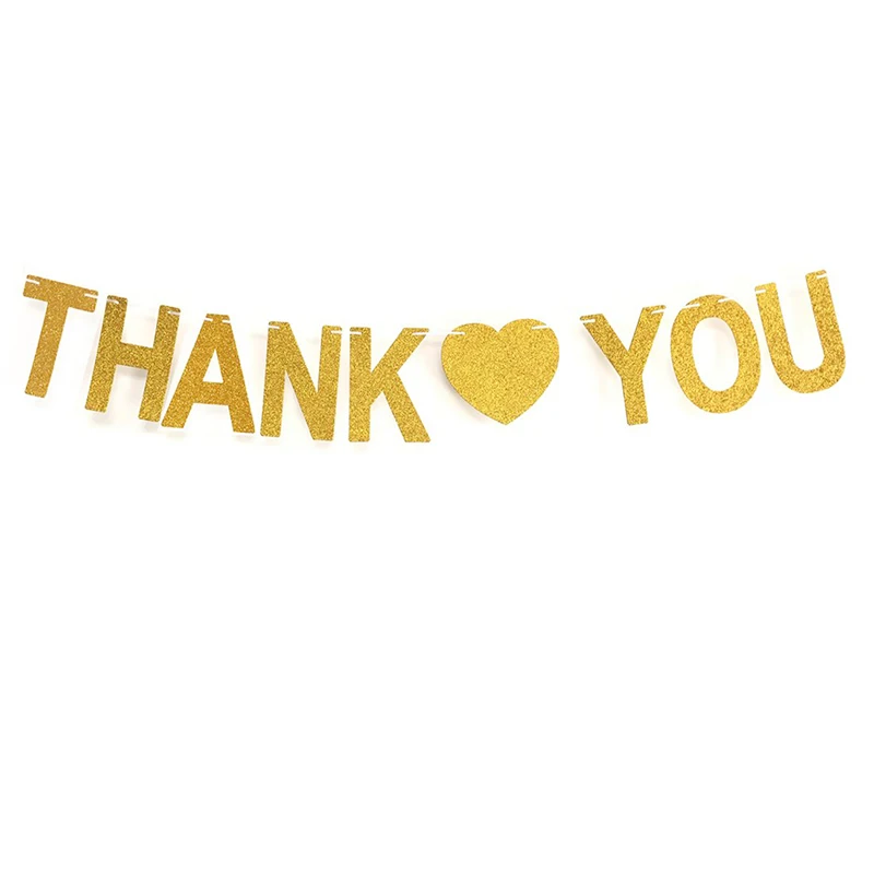 

Gold Glittery THANK YOU Banner Thanksgiving Party Decor Sign Wedding Bunting Banner home Decorations Garland photo Booth Props