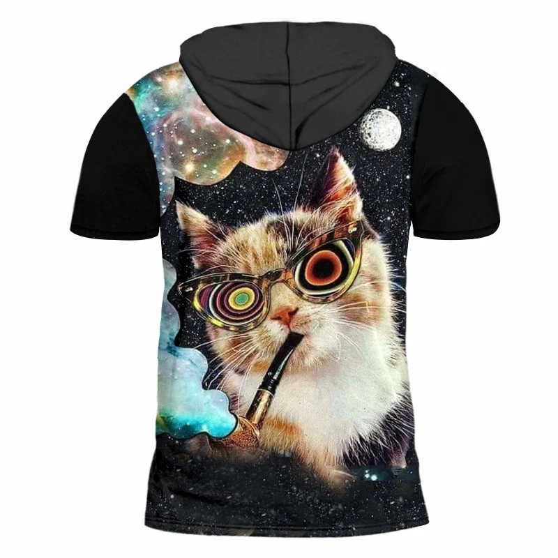 OGKB Повседневная футболка с капюшоном Мужская забавная 3D принтом кота