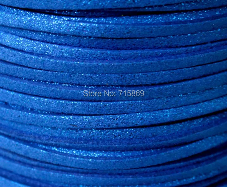 Free Ship  100 Meters 10mm x 1.5mm Metallic Royal Blue Flat Faux Suede Leather Cord For Necklace and Bracelet