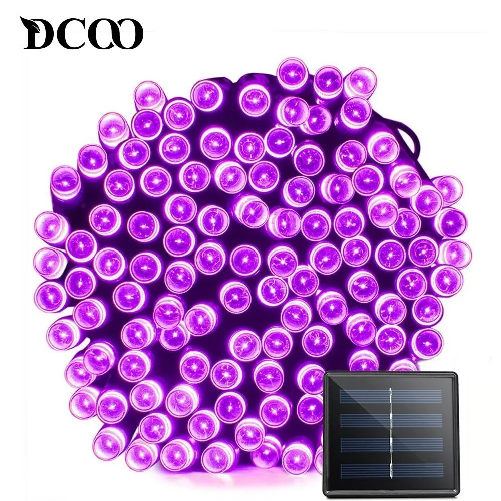 Purple Солнечного света строки 50/100/200 светодиодный 8 режимов солнечные Xmas крытый огни Водонепроницаемый Звездное Рождество светодиодная гирлянда - Испускаемый цвет: Purple