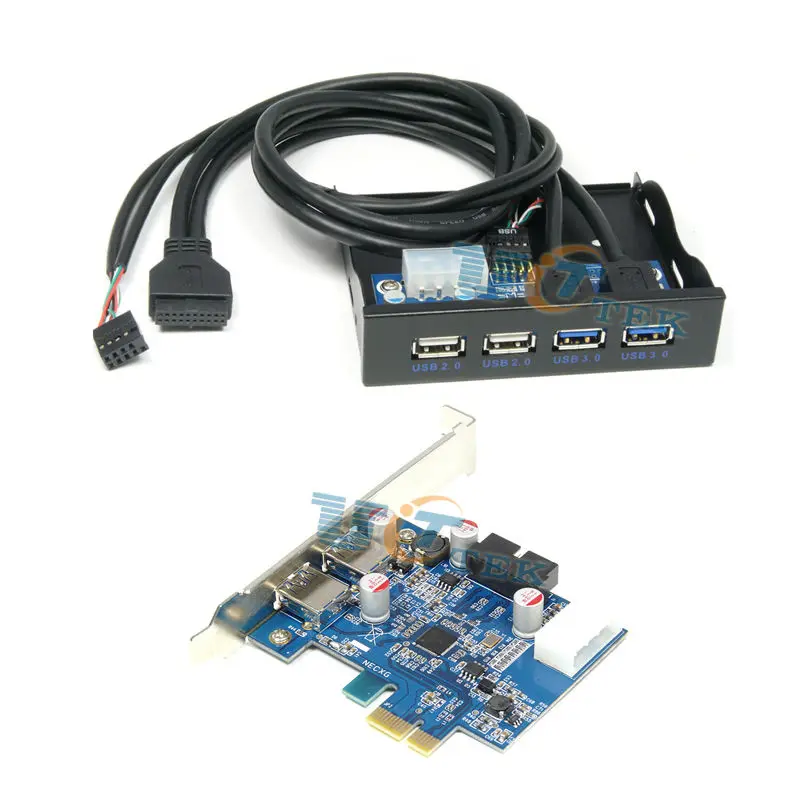 PCI Express для USB3.0 карты E ПК контроллер адаптер с передней панелью 2x USB 3 0 + 2xUSB2.