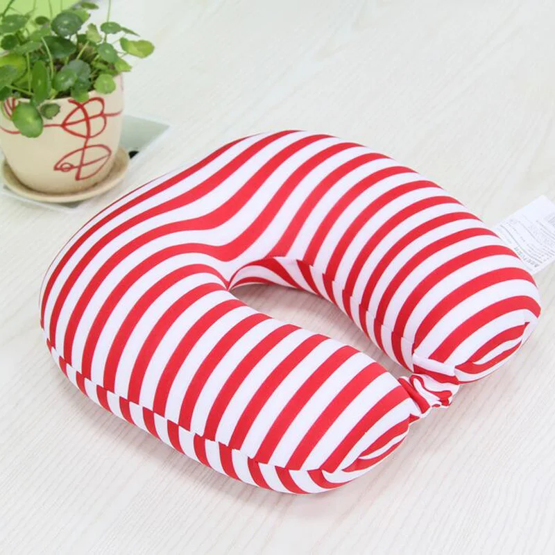 U-образная Автомобильная подушка для шеи в полоску путешествий из пены с эффектом
