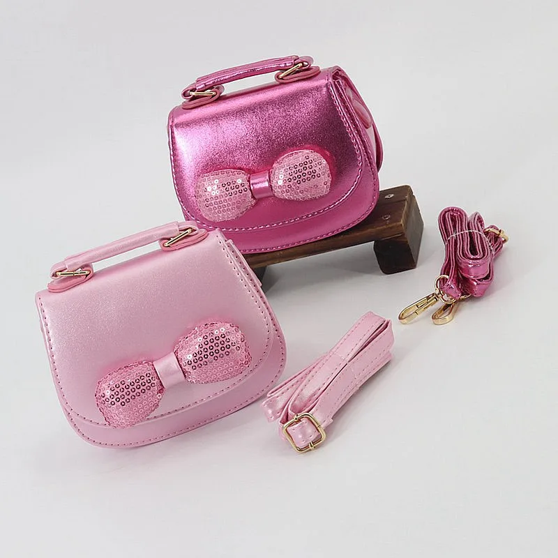 

Lovely Bow Chain Girl's Messenger Bag Candy Color Design Children Saddle Shoulder Bag Little Lady's Cross body Bag Kid's Handbag