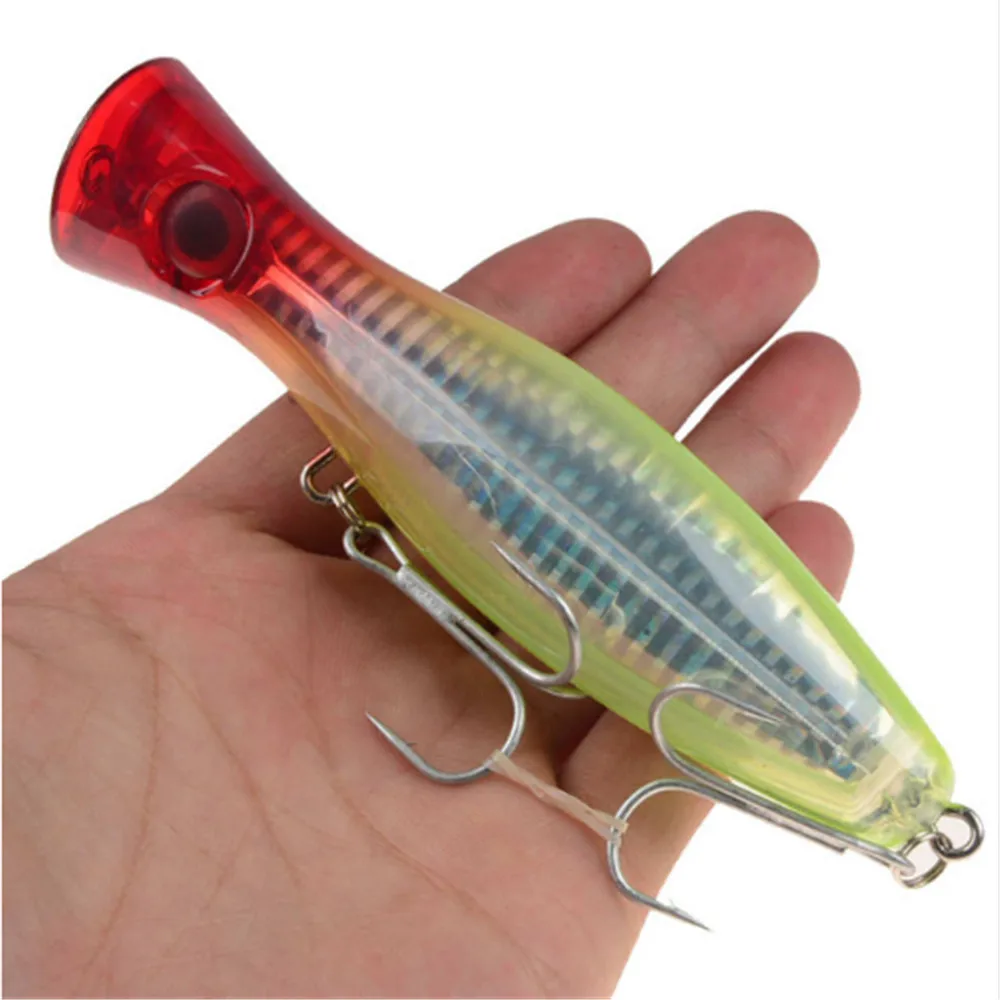 1 шт. 12 см 40 г Большой Popper Рыбная приманка песка тройные Крючки Crankbait 3D глаза