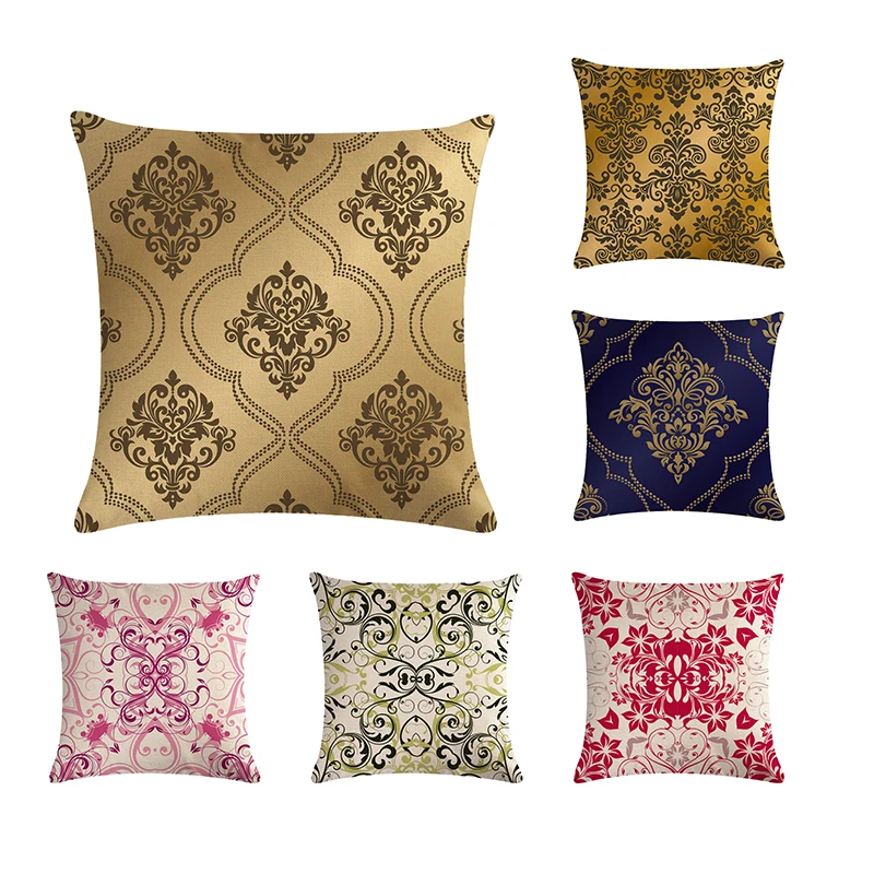 

Geometric Flower Pillow Cover Seat Car Cushion Cover Cotton Linen Printed Home Decorative Pillow Cover Pillowcase 45*45cm ZY815