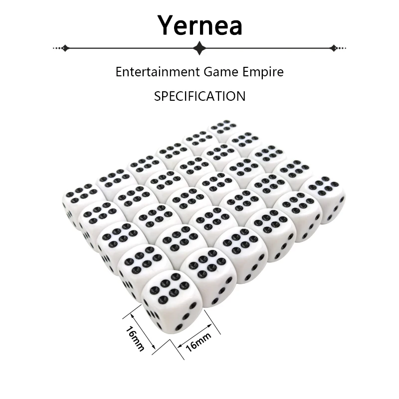 Набор белых костей Yernea 30 шт./лот акриловые кости 16 мм круглые угловые шестигранные черные и красные Клубные