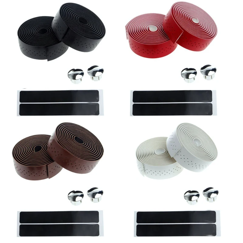 Bike Cycling Bicycle Sports Handlebar Tape Faux Leather Wrap Bar Plug Non-slip Road Sports Bike Handle Wraps Bicycle Accessories