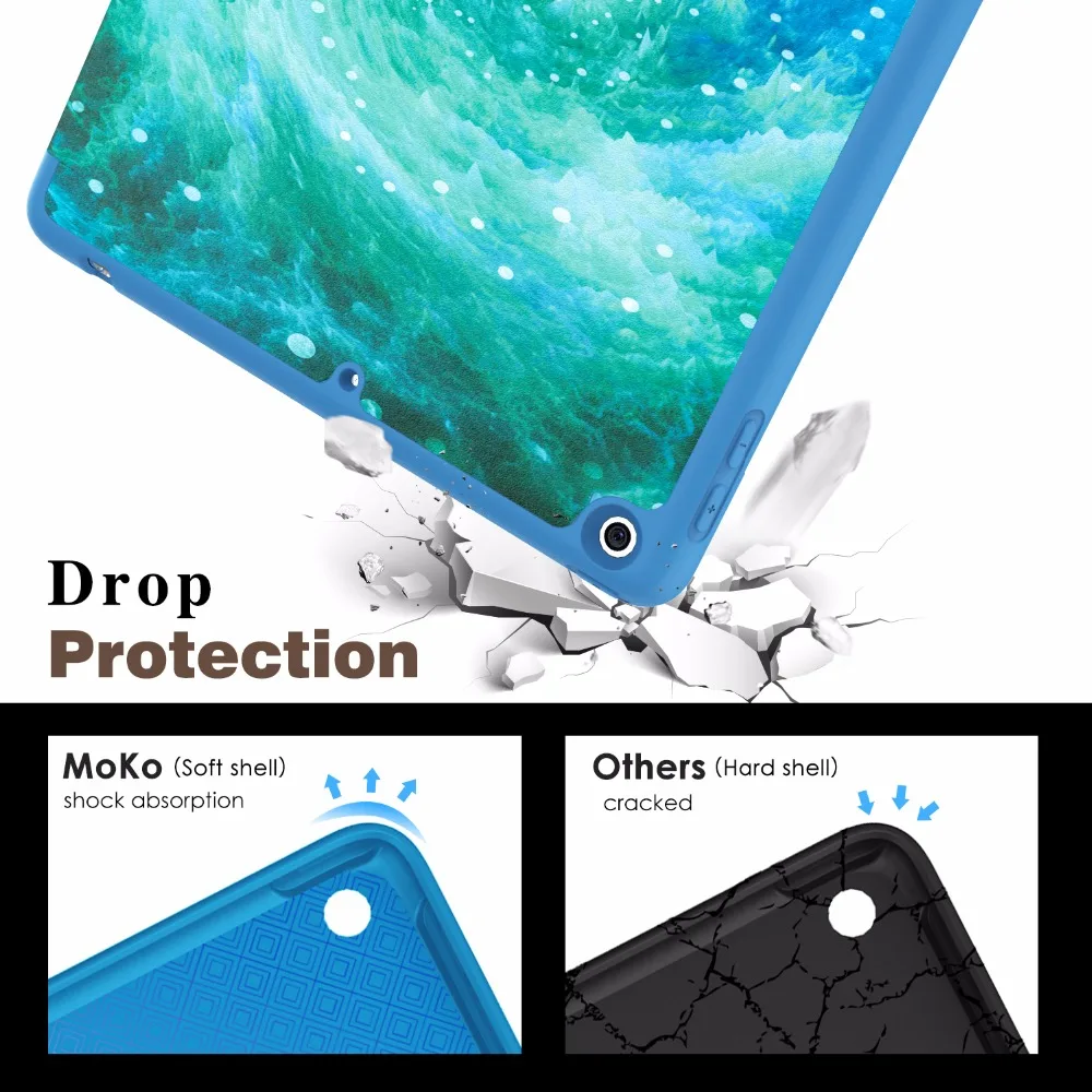 Чехол для iPad 9.7 2018 с держателем для Apple Pencil - тонкий легкий умный защитный чехол со стендом и функцией автоматического включения/выключения.