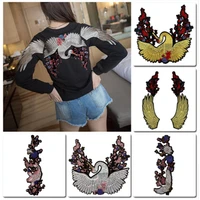 angel crane pattern embroidery iron on big patches for clothing appliqued decoration of women garment or pillow accessories