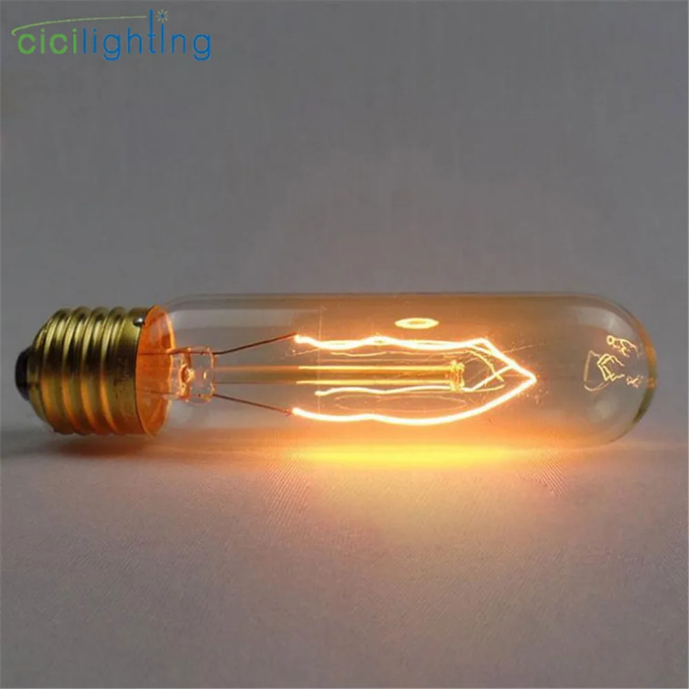 220V 240V 40W E27 Эдисон лампы T10 T125 в винтажном стиле, в стиле ретро; Короткий пробирки Трубчатых ламп накаливания вольфрама шарика для лампа в античном стиле