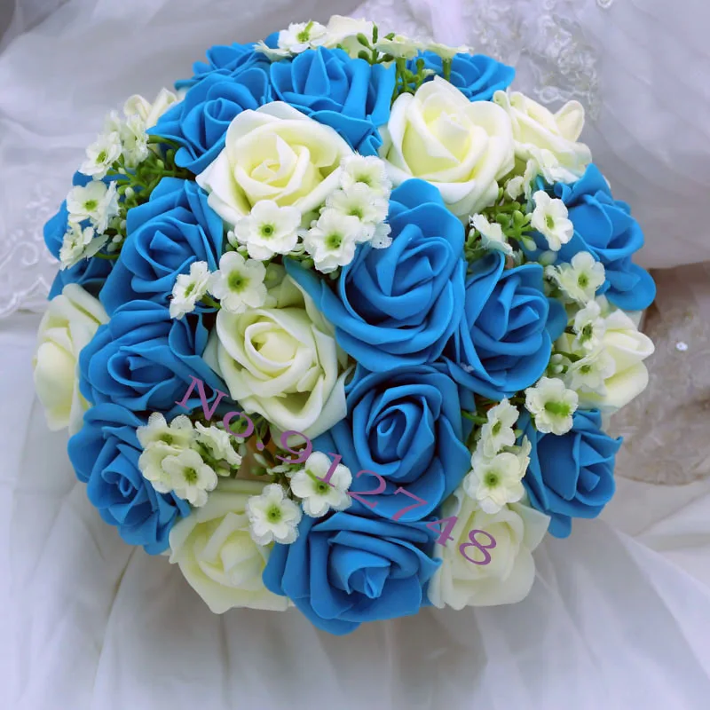 Perfectlifeoh Свадебный букет ручной работы Искусственный цветок розы buque casamento Свадебный букет для украшения свадьбы - Цвет: 21