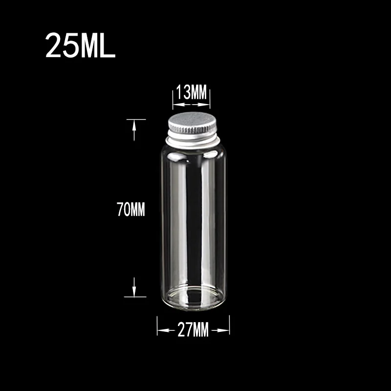 25ml-aluminium Cap 8 мл 15 мл 20 мл 25 мл стеклянные бутылки из алюминия на шарнирах крышка банки Декор бутылки свадебный подарок конфетный таблеточный контейнер для чая, 12 шт - Цвет: 25ml-aluminium Cap