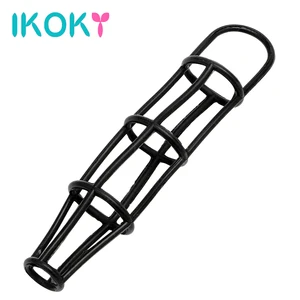 IKOKY эластичное силиконовое кольцо для пениса Задержка эякуляции секс-игрушки для мужчин продукты для взрослых пенис увеличение мужской t Кольца для пениса сетка