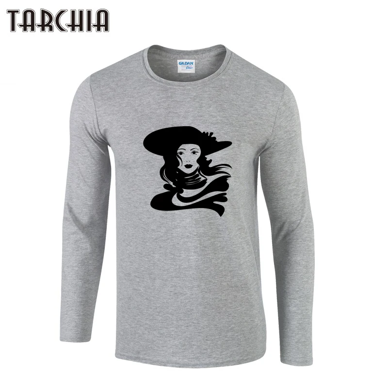 Футболка TARCHIA мужская с длинным рукавом модная тенниска из хлопка красивым