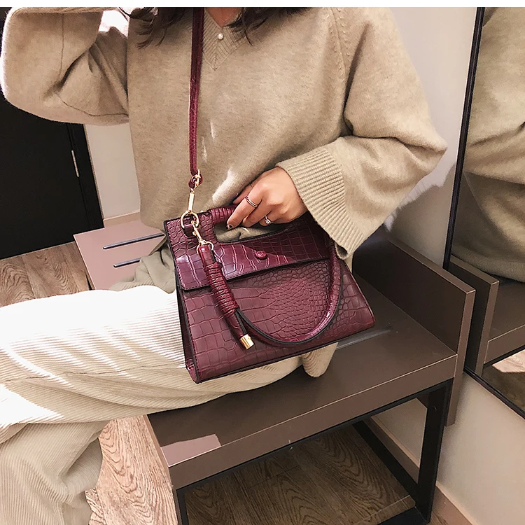 Европейская модная дама Tote Сумка новая качественная женская дизайнерская сумка из искусственной кожи с крокодиловым узором сумки через плечо