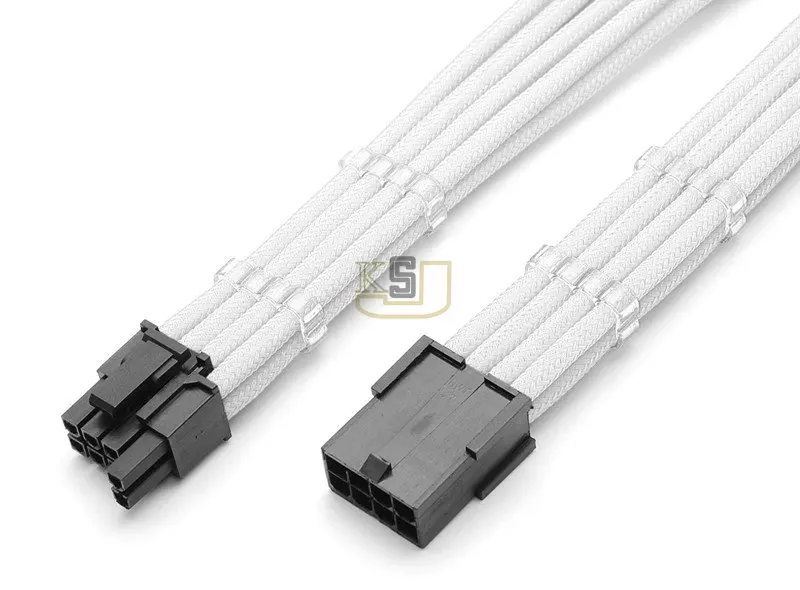Белый Удлинительный кабель PCI E GPU 12 &quotс одним рукавом 8 Pin до 6 + 2 шт. черный гребень
