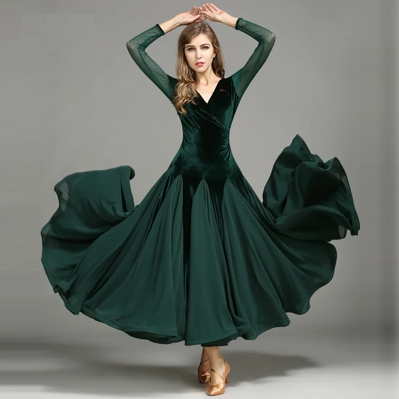 Красивое бархатное платье для современных танцев с перьями женский костюм