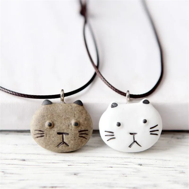 Модный дизайн ожерелье с кулоном Love Cat для женщин простая цепочка из веревки