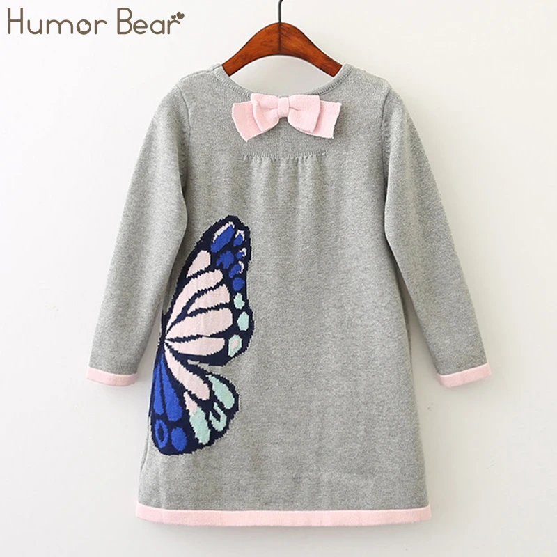 Humor Bear/шерстяной свитер для девочек; коллекция года; брендовый осенне-зимний детский свитер с круглым вырезом и рисунком для девочек; свитер для маленьких девочек