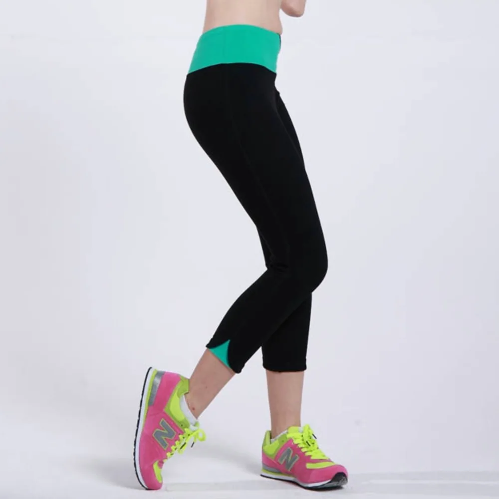 Женские капри для бега с широким поясом цветные спортивные колготки фитнеса и