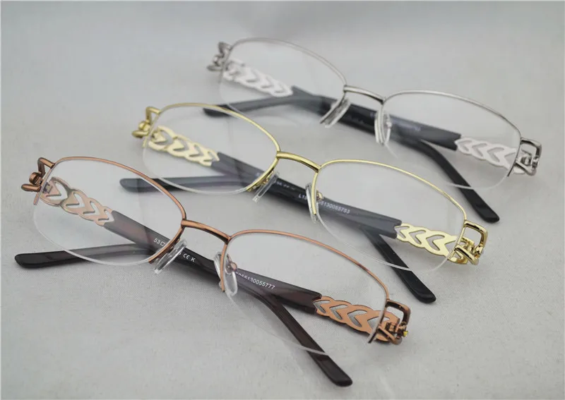 Женские оптические полуочки в металлической оправе Брендовые мужские очки для