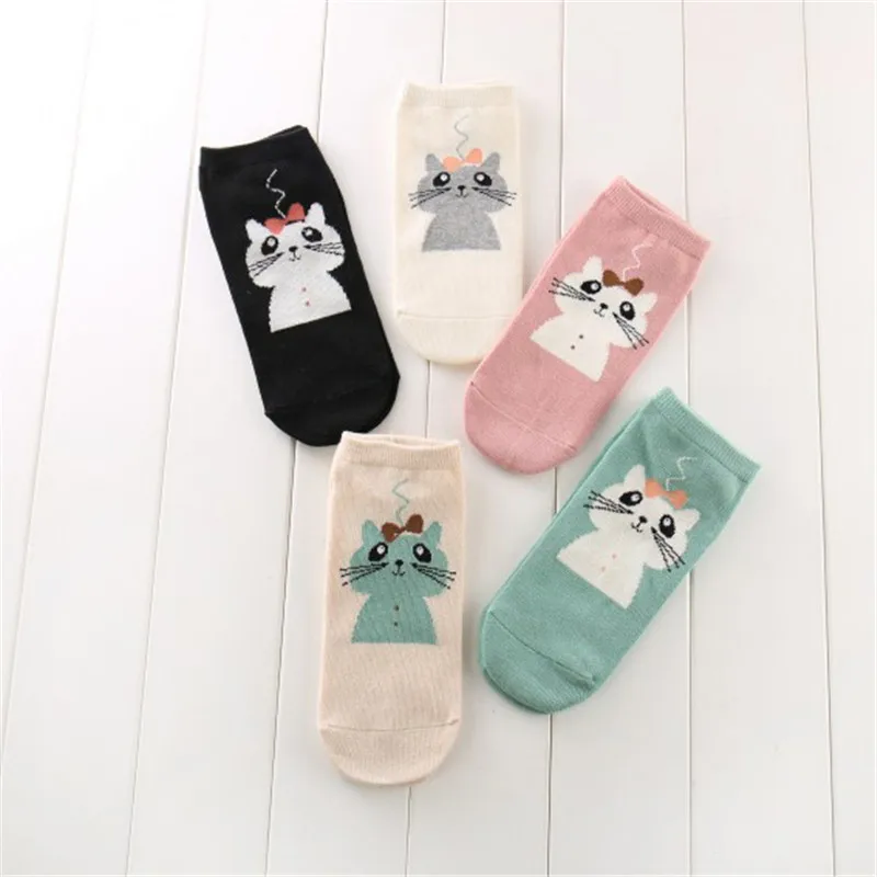 

Женские Короткие Носки с рисунком кота, зима кавайные носки