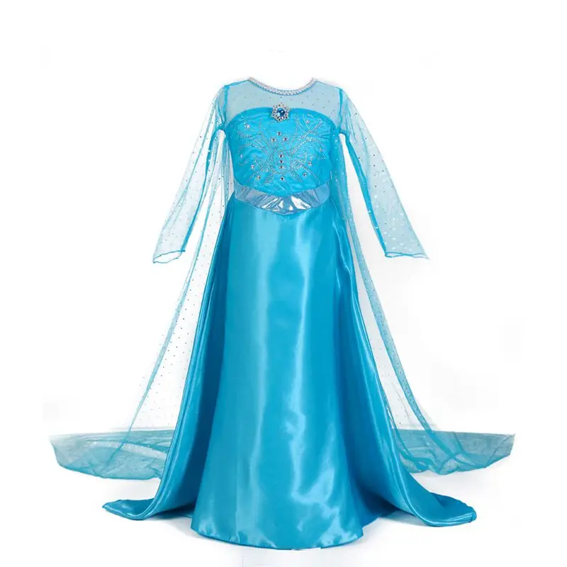 Elsa Dress Only VOGUEON/карнавальный костюм принцессы Эльзы для маленьких девочек; платье Снежной Королевы со стразами и блестками; праздничная одежда со шлейфом; детский подарок - Цвет: Elsa Dress Only