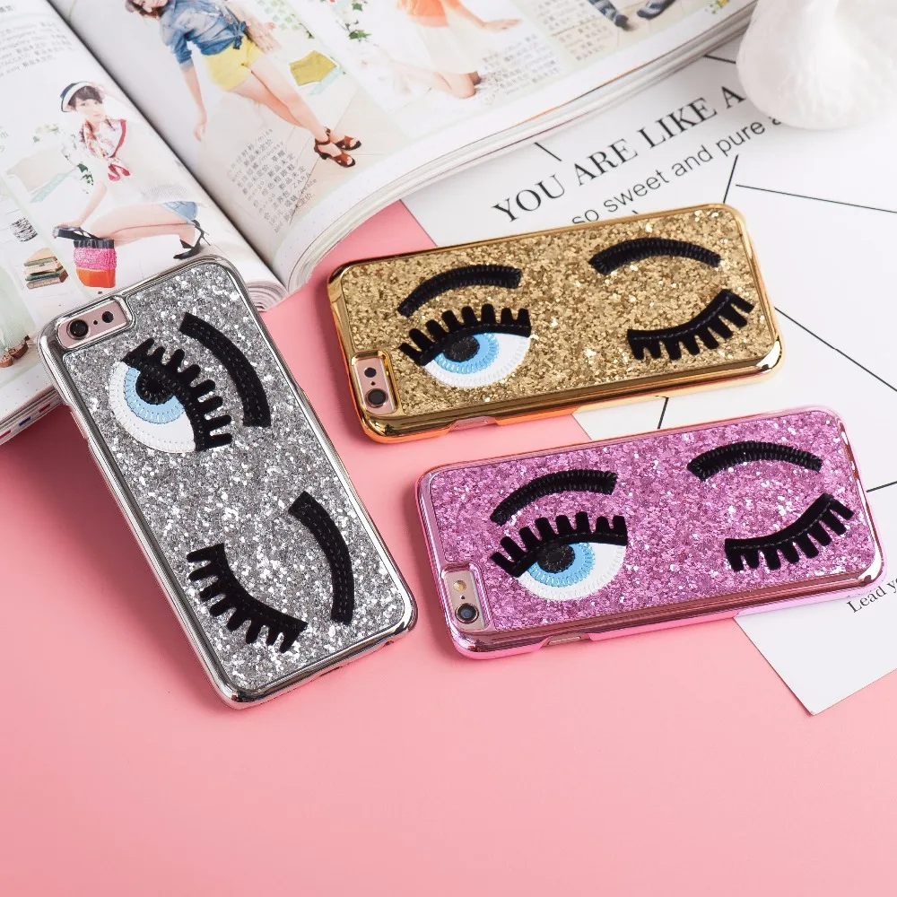 Чехлы для телефонов Napeyin iPhone 7 6 6S Plus 6Plus блестящая пудра chiara ferragni Bling big eyes ресницы PC