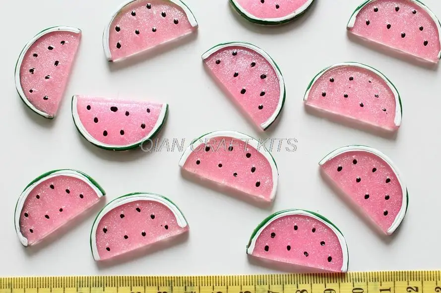 120 шт. очень большой арбуз ломтик блестящий прозрачный Decoden Kawaii блеск Flatback Смола Кабошоны 35 мм