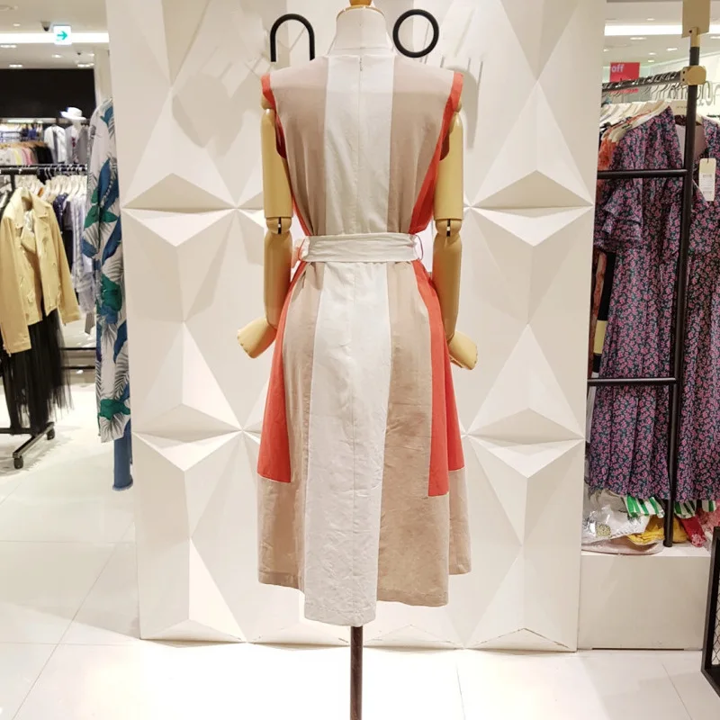 Женское платье LANMREM Повседневное в Корейском стиле без рукавов с О-образным