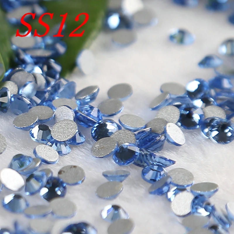 

Free shipping ss12 1440pcs/bag light sappire non hot fix strass rhinestones garment art nail rhinestones
