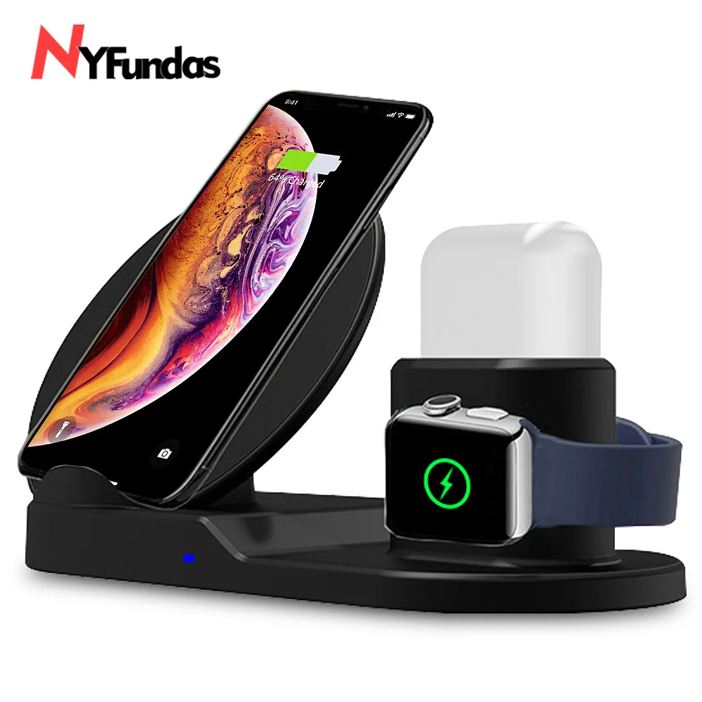 NYFundas Беспроводное зарядное устройство 3 в 1 Подставка для зарядки Apple Watch AirPods