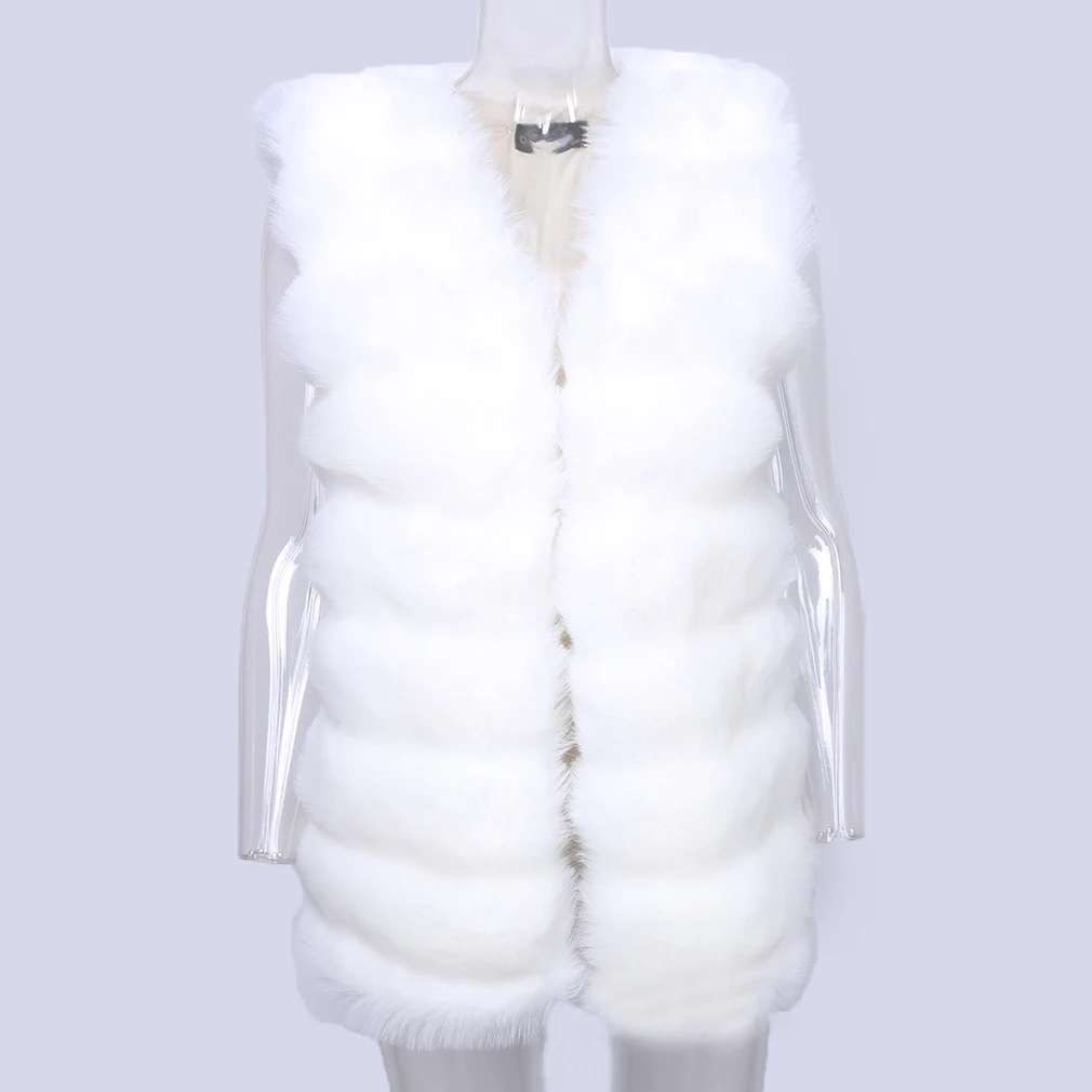 WHITE Bigsweety, новинка, женский меховой жилет, Лисий мех, Прошитый, меховой жилет, женская верхняя одежда, пальто, зимние теплые жилеты, Женская куртка, пальто, меховая одежда - Цвет: WHITE