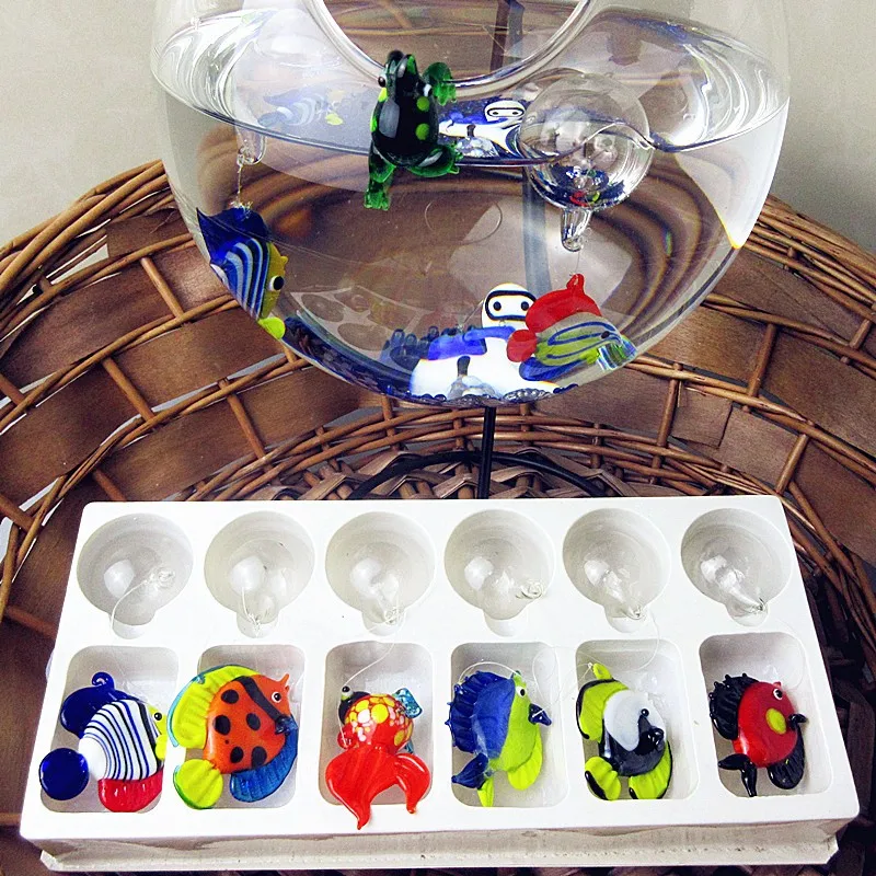 

Factory custom made Small floating glass fish decoration glass tropical fish figurine for aquarium