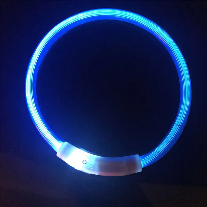Зарядка через usb животное ошейник Перезаряжаемые светодиодный трубки мигает ночь ошейники Световой безопасности щенка Cat Воротник с Батарея ошейник ошейник для собак