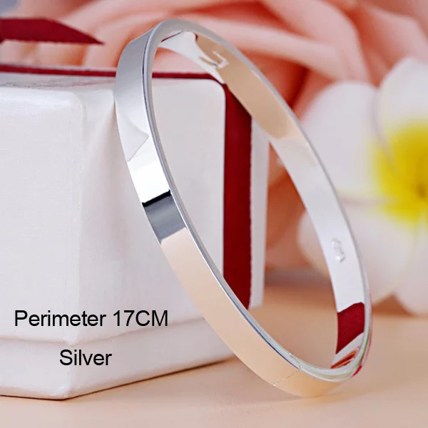 Silver 17CM Роскошные браслеты-манжеты из нержавеющей стали, браслеты, топ, золотой цвет, бренд, CZ Кристалл, пряжка, любовь, очаровательный браслет для женщин, ювелирные изделия - Окраска металла: Silver 17CM