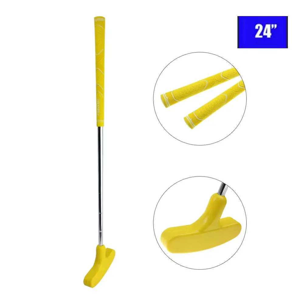 24 inches yellow Гребень для гольфа левосторонний мини клюшка для гольфа сталь для клюшек для гольфа с резиновой головкой клюшки и валом клюшки для гольфа унисекс - Цвет: 24 inches yellow
