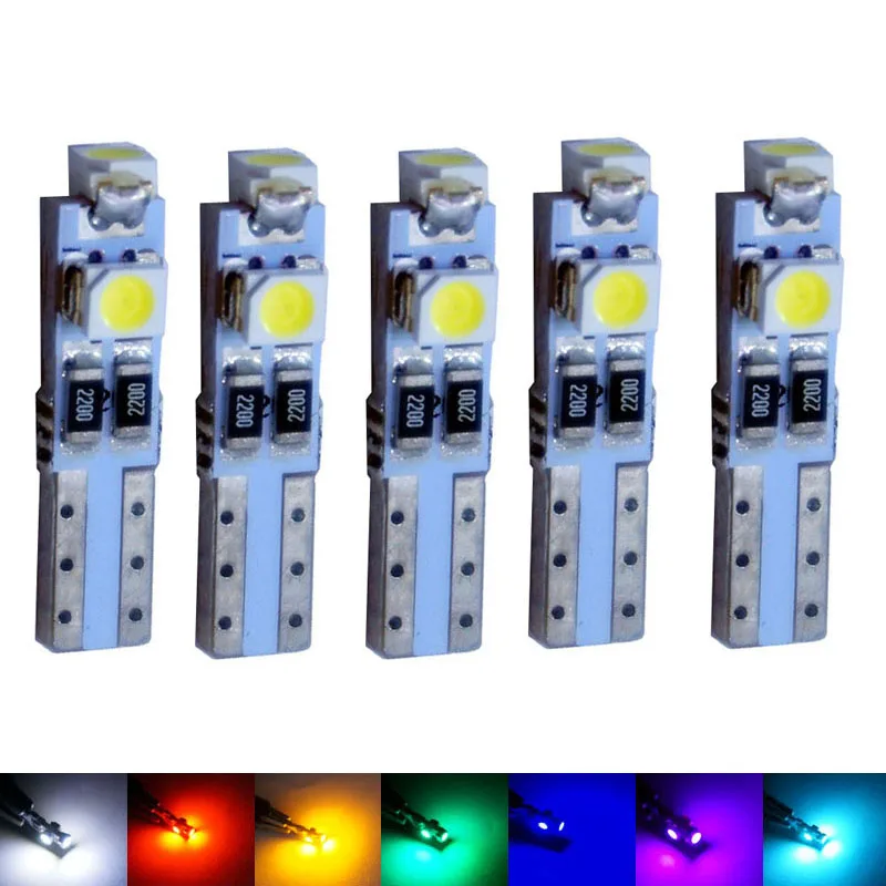 

AORUNYEBAO 5pcs Car Auto LED T5 3 led 3528 Wedge LED Light Bulb Lamp 3SMD Interior Instrument Lights Dashboard warning Indicator