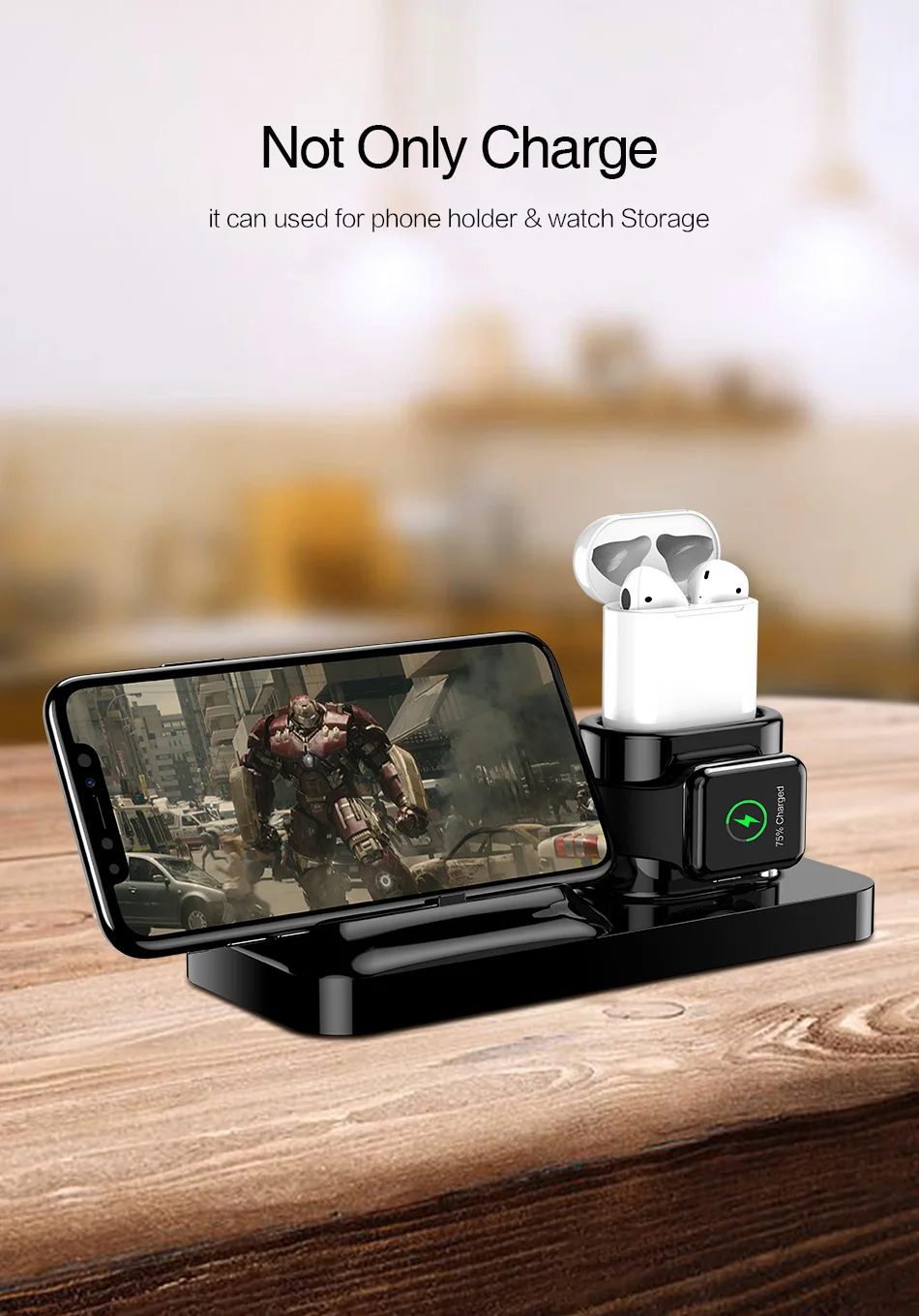 YBD Беспроводное зарядное устройство для iPhone Apple Watch зарядное устройство X XR XS Max 8 док-станция для Airpods Зарядка для Apple Watch серии 4/3/2/1